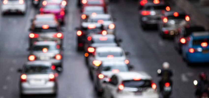 Busy crowded traffic jam on the road